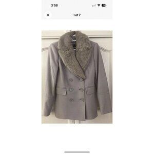 Armani Exchange Faux Fur Collar Peacoat Women's Size Large